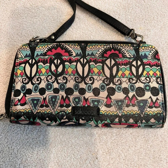 Sakroots Artist Womens Convertible Smartphone Crossbody Bag Wristlet Boho Wallet - Picture 5 of 15